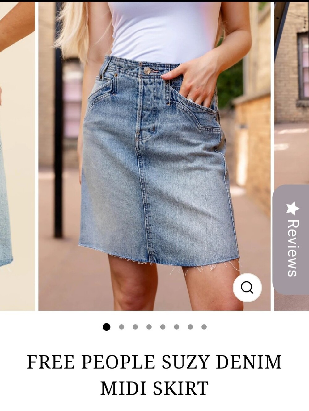 Free People Suzy Denim Midi Skirt - Light Wash Blue